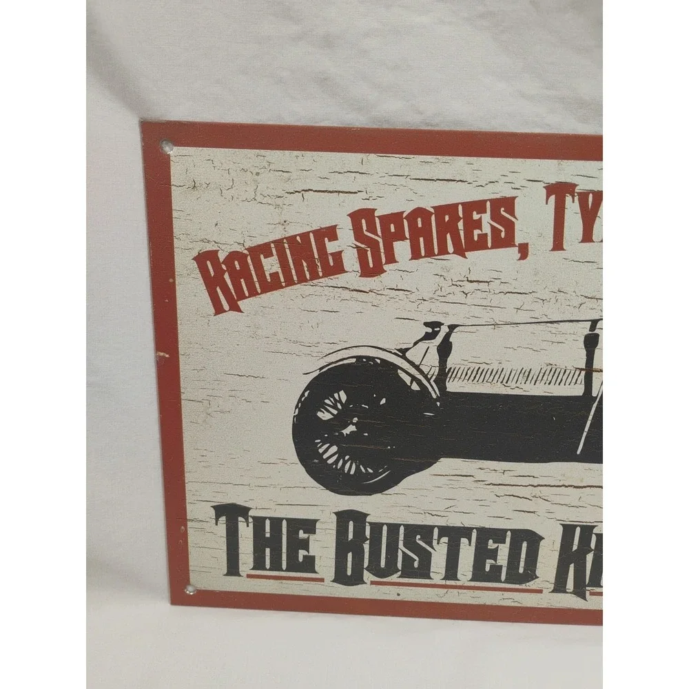 Busted‎ Knuckle Garage Racing Spares Tyres Petrol Lubricants Tin Sign Man Cave